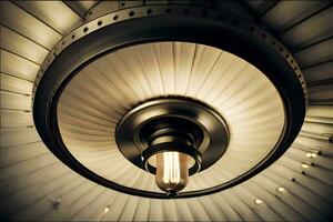 a light bulb is hanging from a ceiling. AI-Generated photo