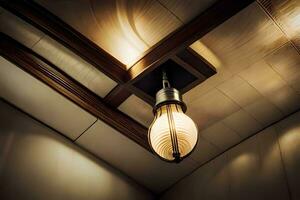 a light bulb is hanging from the ceiling. AI-Generated photo