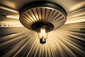 a light bulb is shining in a room. AI-Generated photo