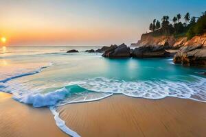 beautiful sunrise on the beach in sri lanka. AI-Generated photo