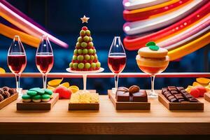 christmas dessert buffet at the new york hotel. AI-Generated photo