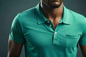 a man in a green polo shirt. AI-Generated photo