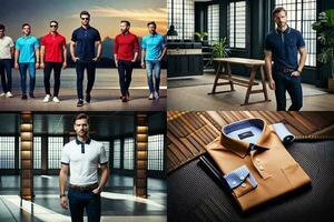 men's polo shirts and shirts in different colors. AI-Generated photo