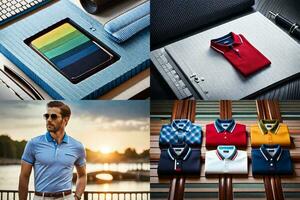 a collage of different men's clothing and accessories. AI-Generated photo