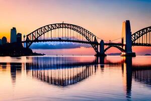 sydney bridge at sunset. AI-Generated photo