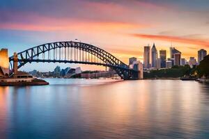 sydney skyline at sunset. AI-Generated photo