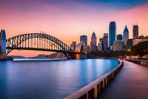 the sydney skyline at sunset. AI-Generated photo