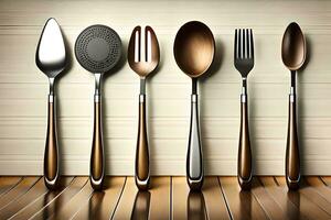 a group of four different types of utensils. AI-Generated photo