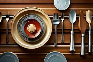 a table setting with silverware and cutlery. AI-Generated photo