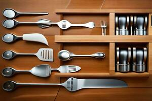 a drawer with utensils and spoons in it. AI-Generated photo