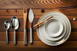 a table setting with a knife, fork and spoon. AI-Generated photo