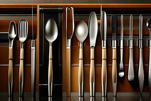 a set of utensils in a drawer. AI-Generated photo