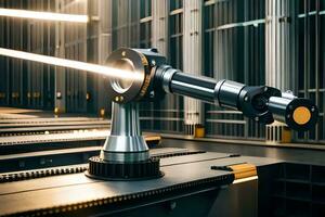 a robotic arm is holding a laser beam. AI-Generated photo