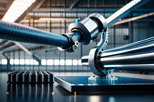 a robot is working on a machine in a factory. AI-Generated photo