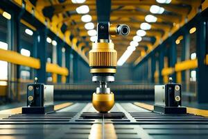 a machine is sitting on a conveyor belt. AI-Generated photo