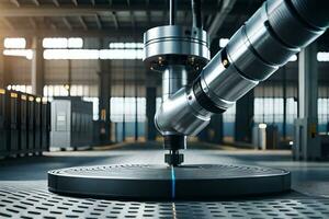 a robotic arm is working on a machine in a factory. AI-Generated photo