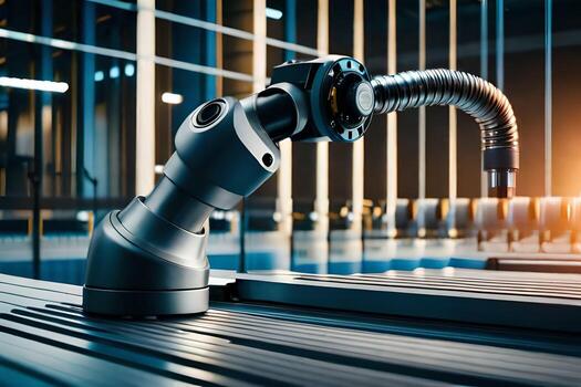 a robot is standing on a table with a machine. AI-Generated photo