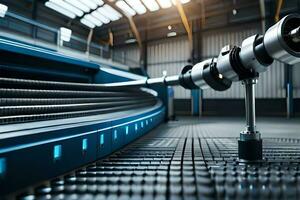 a machine is sitting on a conveyor belt. AI-Generated photo