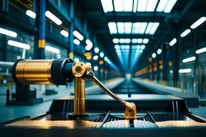 a close up of a machine in a factory. AI-Generated photo