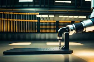 a robotic arm is holding a piece of metal. AI-Generated photo