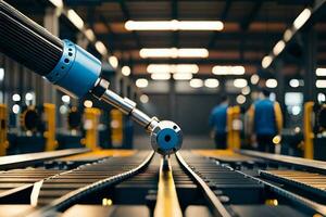 a robot is working on a conveyor belt in a factory. AI-Generated photo