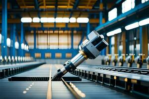a machine is working on a conveyor belt in a factory. AI-Generated photo