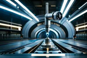 a machine is sitting on a conveyor belt. AI-Generated photo