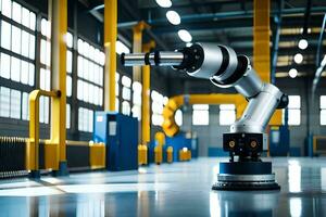 a robotic arm in a factory setting. AI-Generated photo