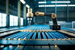 a robotic arm is working on a machine in a factory. AI-Generated photo