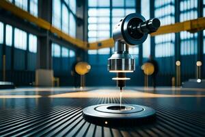 a robotic arm is on a machine in a factory. AI-Generated photo