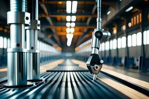 a close up of a machine that is in a factory. AI-Generated photo
