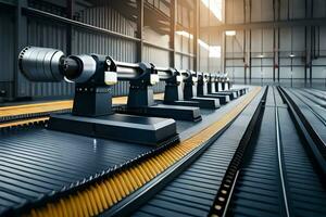 a large industrial machine is sitting on a conveyor belt. AI-Generated photo