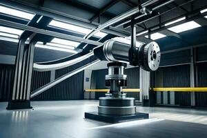 a large industrial robot is sitting in a room. AI-Generated photo
