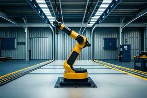 a robotic arm in a factory setting. AI-Generated photo