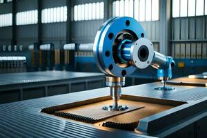 a robotic arm is working on a machine in a factory. AI-Generated photo