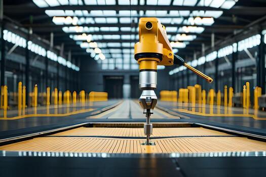 a robot is working on a machine in a factory. AI-Generated photo