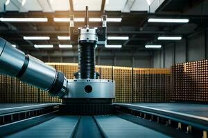 a robotic arm is working on a machine in a factory. AI-Generated photo