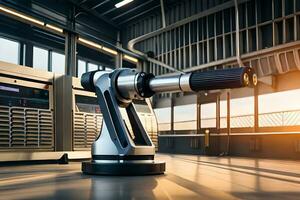 a robot is sitting in front of a machine. AI-Generated photo
