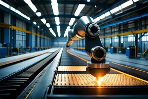 a robot is working on a machine in a factory. AI-Generated photo