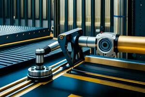 a machine is working on a metal machine. AI-Generated photo