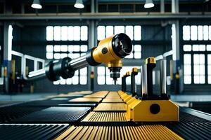 a robotic arm is working on a machine in a factory. AI-Generated photo