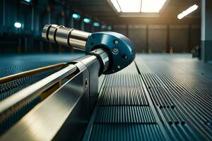 a robot is sitting on a conveyor belt. AI-Generated photo