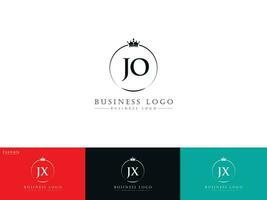 Minimal Jo Crown Logo, Creative Circle JO Logo Icon Vector For Business