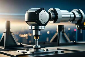 a robotic arm is sitting on top of a machine. AI-Generated photo