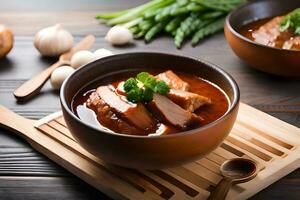 chinese pork and asparagus soup. AI-Generated photo