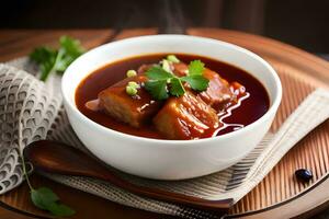 chinese pork belly in red sauce. AI-Generated photo