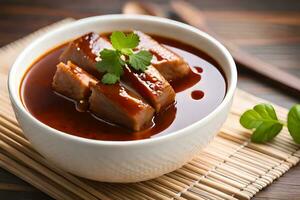 chinese pork belly in sauce. AI-Generated photo