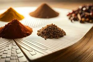 various spices and spices on a plate. AI-Generated photo