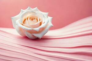 a white rose on top of a pink background. AI-Generated photo