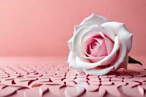 a single rose on a pink background. AI-Generated photo